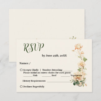 Vintage Wedding Lotus Blume RSVP Karte