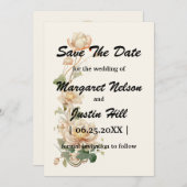 Vintage Wedding Lotus Blume Save The Date (Vorne/Hinten)