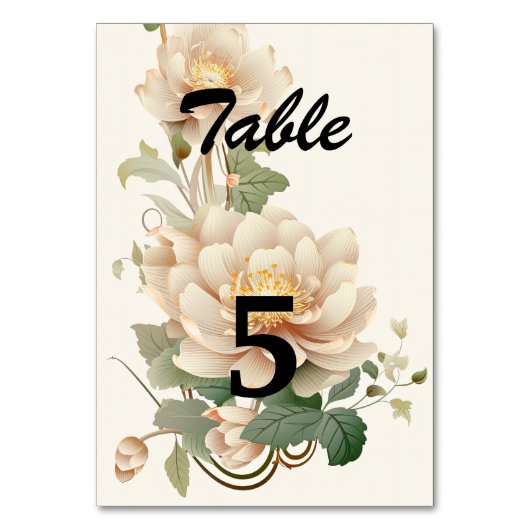 Vintage Wedding Lotus Blume Tischnummer (Vorderseite)