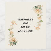 Vintage Wedding Lotus Blume Weinetikett (Einzelnes Label)