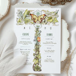 Vintage Wedding Menu & Drink Card Schmetterlingsmo Einladung<br><div class="desc">Mit dieser Vintagen Jugendstil-Hochzeitskarte und der Drinks Card stärken Sie Ihre Hochzeitsfeier. Die Vorderseite ist mit einem eleganten Schmetterling und einem Blumenmuster in sanften, erdigen Tönen in Grün, Gelb und Beige gestaltet, die mit Efeu und Blume gerahmt sind. Der Rücken ist mit einem zarten Blumenemblem geschmückt, das einen harmonischen und...</div>