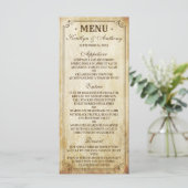 Vintage Wedding Menu Menükarte (Stehend Vorderseite)