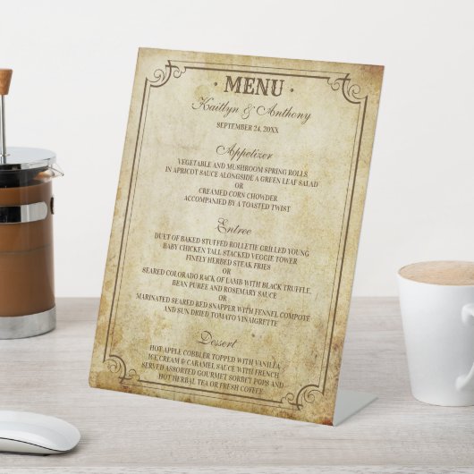 Vintage Wedding Menu Sockelschild (In SItu)