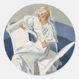 Vintage Wedding, Mid Century Modern Art Deco Runder Aufkleber