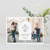 Vintage Wedding Monogram | 3 FOTO SAVE THE DATE (Stehend Vorderseite)