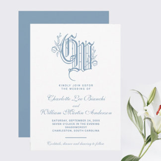 Vintage Wedding Monogram Einladung