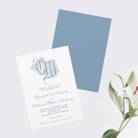 Vintage Wedding Monogram Einladung