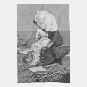 Vintage Wedding, Neuauflage am Strand Geschirrtuch