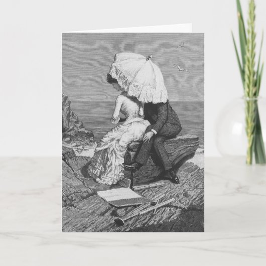 Vintage Wedding, Neuauflage am Strand Karte (Vorderseite)