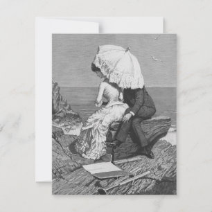 Vintage Wedding, Neuauflage am Strand Save the Dat Einladung