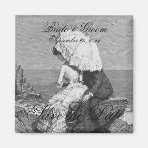 Vintage Wedding, Neuauflage am Strand Save the Dat Magnet