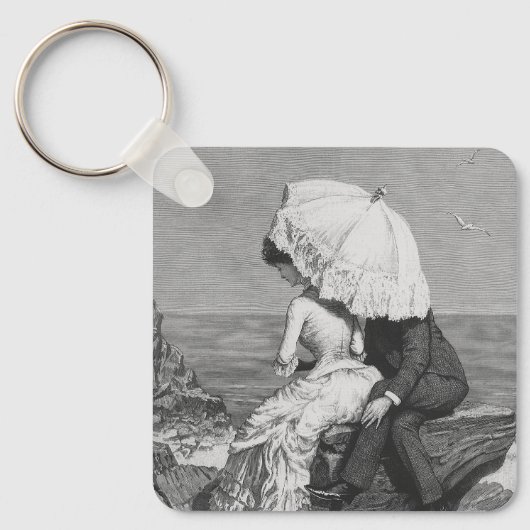 Vintage Wedding, Neuauflage am Strand Schlüsselanhänger (Vorderseite)