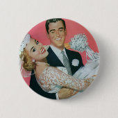 Vintage Wedding Newlyweds, Groom Carry Bridge Button (Vorderseite)