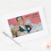 Vintage Wedding Newlyweds, Groom Carry Bridge Rechteckiger Aufkleber (Umschlag)