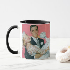 Vintage Wedding Newlyweds, Groom Carry Bridge Tasse