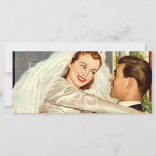 Vintage Wedding Newlyweds, Happy Bridge and Groom