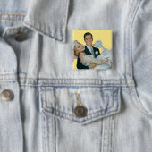 Vintage Wedding Newlyweds, Happy Bridge and Groom Button (Beispiel)