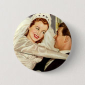 Vintage Wedding Newlyweds, Happy Bridge and Groom Button (Vorderseite)