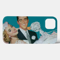 Vintage Wedding Newlyweds, Happy Bridge and Groom