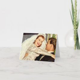 Vintage Wedding Newlyweds, Happy Bridge and Groom Dankeskarte