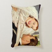 Vintage Wedding Newlyweds, Happy Bridge and Groom Dekokissen (Vorderseite(Vertikal))