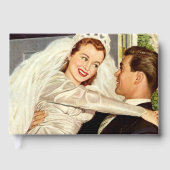 Vintage Wedding Newlyweds, Happy Bridge and Groom Gästebuch (Vorderseite)