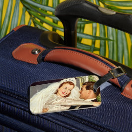 Vintage Wedding Newlyweds, Happy Bridge and Groom Gepäckanhänger