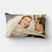 Vintage Wedding Newlyweds, Happy Bridge and Groom Lendenkissen (Vorderseite)