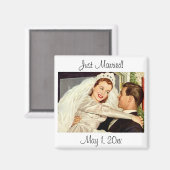 Vintage Wedding Newlyweds, Happy Bridge and Groom Magnet (Vorderseite/Rückseite)