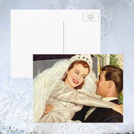 Vintage Wedding Newlyweds, Happy Bridge and Groom Postkarte