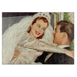 Vintage Wedding Newlyweds, Happy Bridge and Groom Schneidebrett