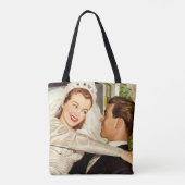 Vintage Wedding Newlyweds, Happy Bridge and Groom Tasche (Rückseite)
