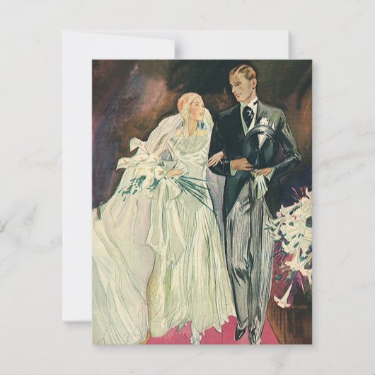 Vintage Wedding Newlyweds, Happy Bridge und Goom Ankündigung (Vorderseite)