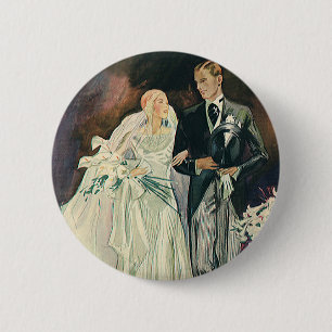 Vintage Wedding Newlyweds, Happy Bridge und Goom Button