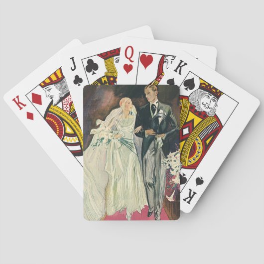 Vintage Wedding Newlyweds, Happy Bridge und Goom Spielkarten (Rückseite)