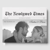 Vintage Wedding Newspaper Foto & Monogram Elegant Gästebuch (Vorderseite)