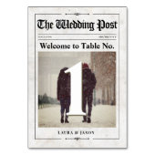 Vintage Wedding Newspaper Foto Tischnummer Card (Rückseite)
