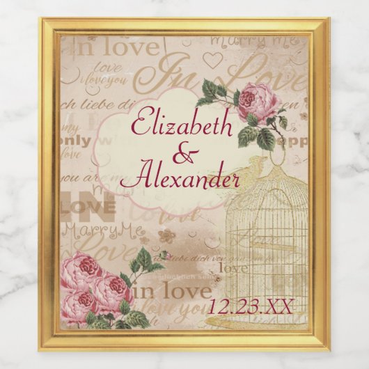 Vintage Wedding Personalisiert Wine Bottle Label Weinetikett (Einzelnes Label)