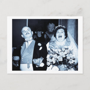 Vintage Wedding Picture - Happy Couple (Cyanotyp) Postkarte