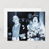 Vintage Wedding Picture Happy Couple Funny Bride Einladung (Vorne/Hinten)