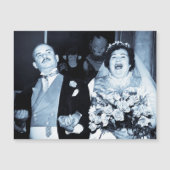 Vintage Wedding Picture Happy Couple Funny Bride Magnetkarte (Vorderseite)