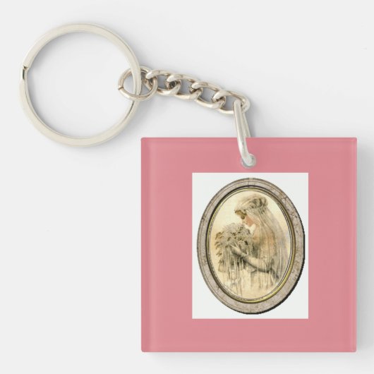 Vintage Wedding Pink Theme Bride Schlüsselanhänger (Vorderseite)