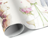 Vintage Wedding - Pink & White - Bouquet Geschenkpapier (Rolleneckpunkt)