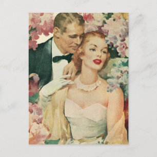 Vintage Wedding Portrait, Retro Bridge und Groom Postkarte