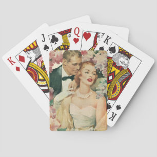 Vintage Wedding Portrait, Retro Bridge und Groom Spielkarten