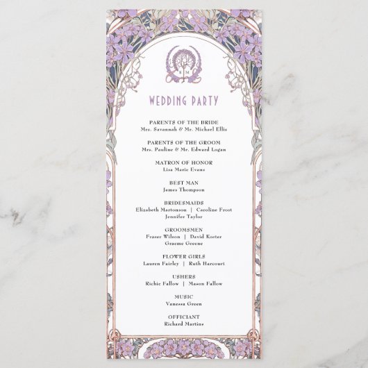 Vintage Wedding Programm Elfenbein, Pflaume & Gold (Rückseite)