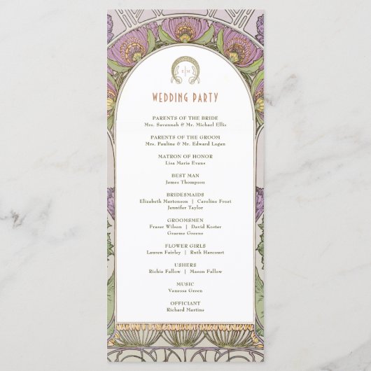 Vintage Wedding Programm Jugendstil von Mucha (Rückseite)