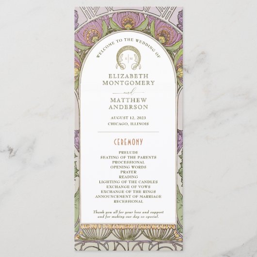 Vintage Wedding Programm Jugendstil von Mucha (Vorderseite)