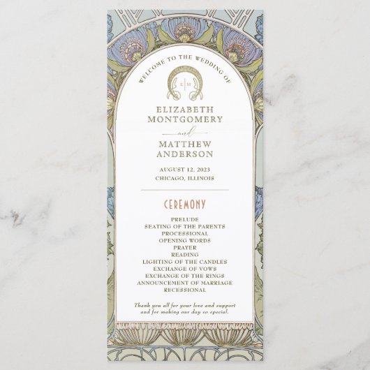 Vintage Wedding Programm Jugendstil von Mucha (Vorderseite)