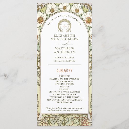 Vintage Wedding Programm Jugendstil von Mucha (Vorderseite)